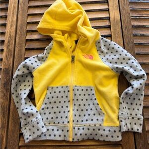 The North Face Kids Yellow and Gray Zip-Up Hoodie Pockets Size 3T